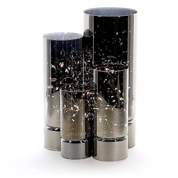 MESSA MSL090 SILVER LAMPKA W CYLINDRZE 12x30cm