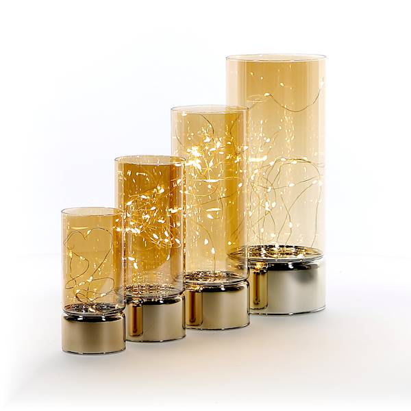 MESSA MSL075 AMBER LAMPKA W CYLINDRZE 9x25cm