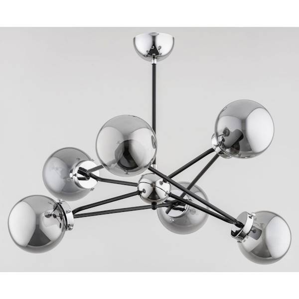 Lampa wisząca RESTO 6pł. E14 czarno/chromowa 63058 ALFA