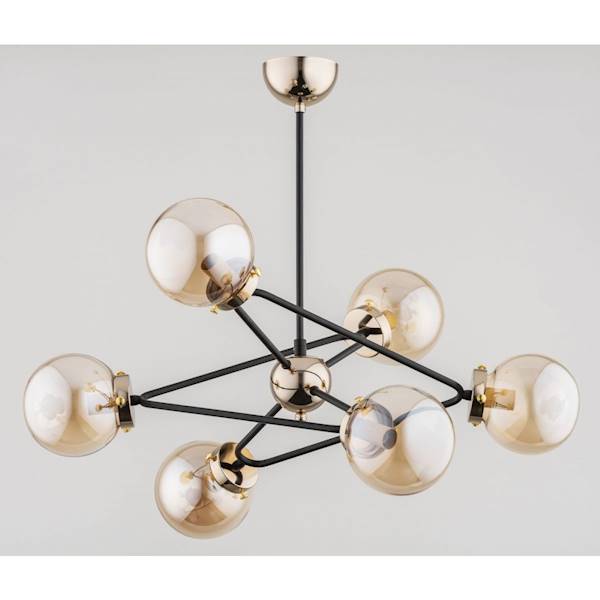 Lampa wisząca RESTO GOLD 6xE14 czarno/złota klosze kulki miodowe 63057 ALFA