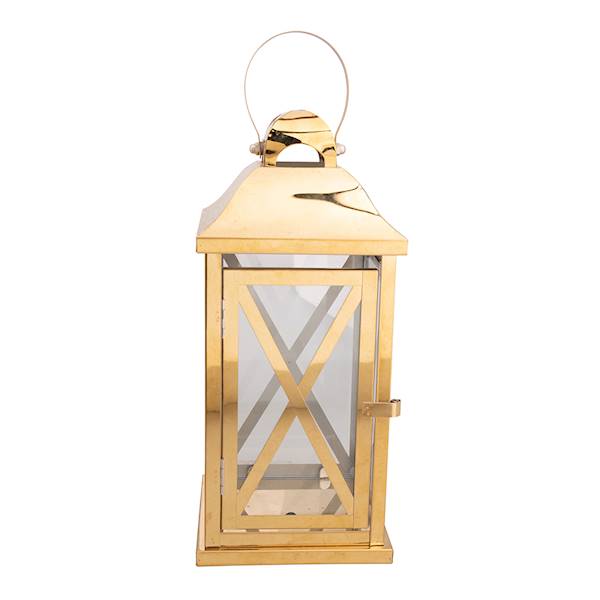 LATARNIA metalowa złota 13x13x29,5cm 1704001190 ALTOM