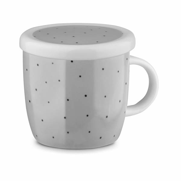 Kubek ceramiczny + zaparzacz nierdzewny 320ml wzór kropki TADAR