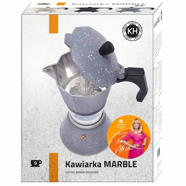 Kawiarka GREY STONE MARBLE 450ml 9 filiżanek szara nakrapiana indukcja KonigHOFFER