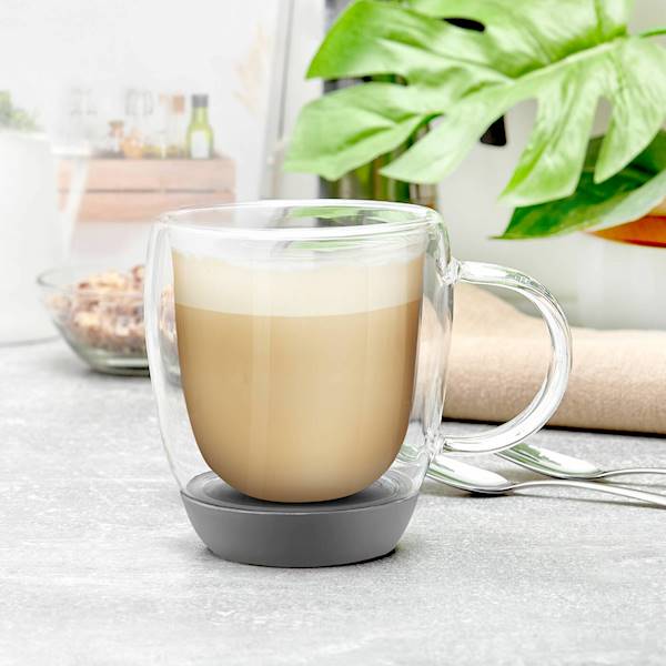 Szklanki termiczne Garet do kawy z silikonowym szarym dnem 350ml 2 szt. KonigHOFFER