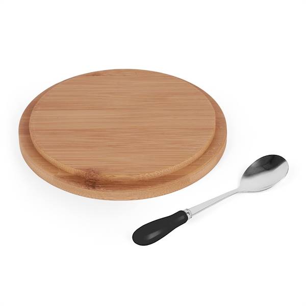 Cukiernica porcelanowa z pokrywką bambusową i łyżeczką 14,5x5cm czarna KonigHOFFER