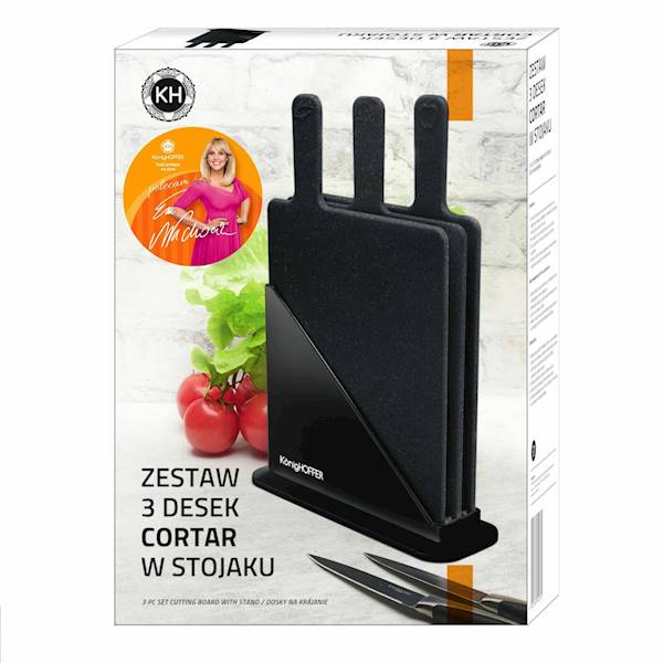 Zestaw 3 desek Cortar do krojenia ze stojakiem 23,5x19,5cm KonigHOFFER