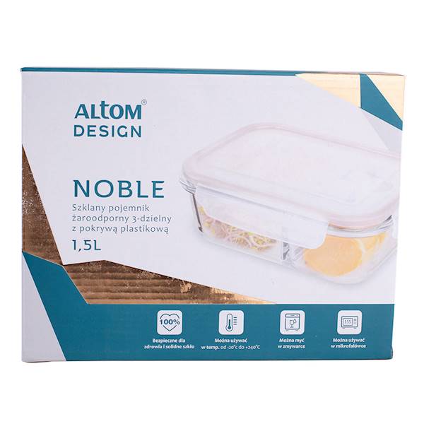 NOBLE pojemnik żaroodporny 3-dzielny z pokrywą 1,5L 0203011125 ALTOM