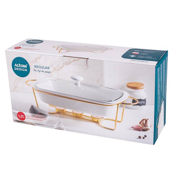 REGULAR naczynie ceramiczne ze złotym podgrzewaczem prostokątne 1,7l 020101226 ALTOM