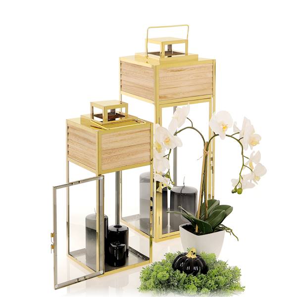 MESSA MSL2038GOLD LATARNIA DUŻA L 24x24x68cm ZŁOTA