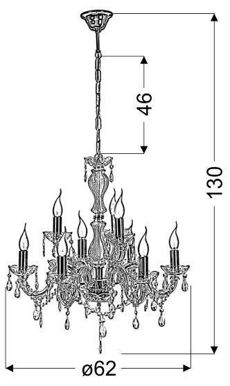 Lampa wisząca Maria Teresa 9x40W E14 złota CANDELLUX 39-95841