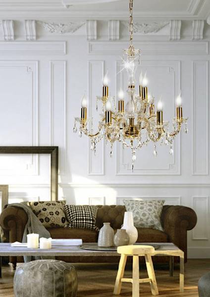 Lampa wisząca Maria Teresa 9x40W E14 złota CANDELLUX 39-95841