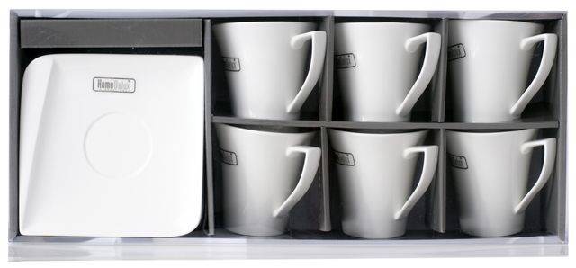 QUATRE zestaw kawowy 12el. (6 kubków 250ml + 6 spodków kwadratowych) HD12065 Home Delux