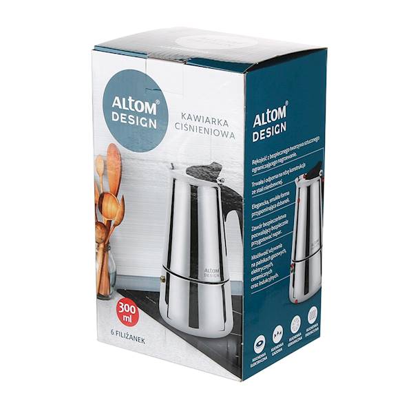 KAWIARKA stalowa chrom 300ml na 6 filiżanek 020402319 ALTOM