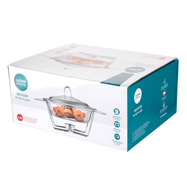 NACZYNIE METEOR żaroodporne na podgrzewaczu z pokrywą metalową 2,0L 22,5x24x18cm 0203011144 ALTOM