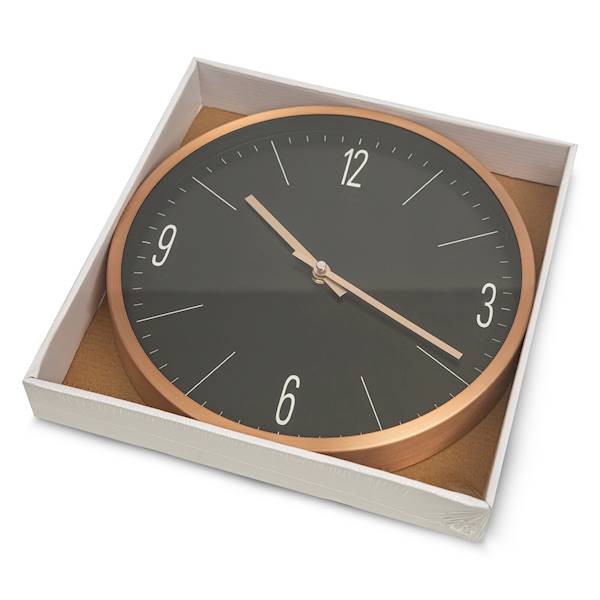 ZEGAR NAŚCIENNY ZE/44/A 30x4x30cm CZARNO/MIEDŹ 420607 EUROFIRANY