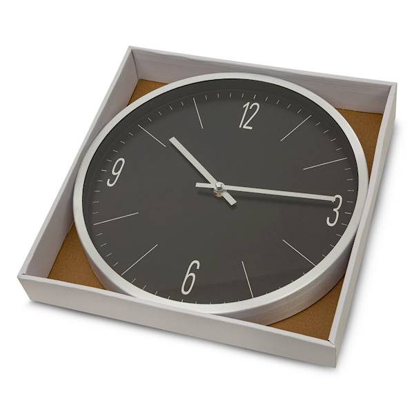 ZEGAR NAŚCIENNY ZE/44 30x4x30cm CZARNO/SREBRNY 423157 EUROFIRANY