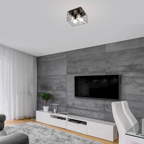BOROO LAMPA SUFITOWA CZARNA KLATKA 4xE27 71027 RABALUX