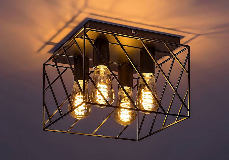 BOROO LAMPA SUFITOWA CZARNA KLATKA 4xE27 71027 RABALUX