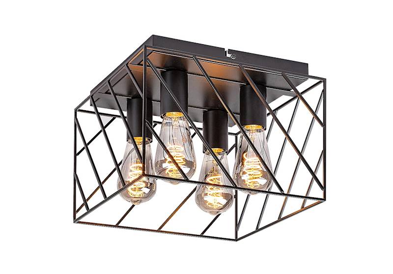BOROO LAMPA SUFITOWA CZARNA KLATKA 4xE27 71027 RABALUX