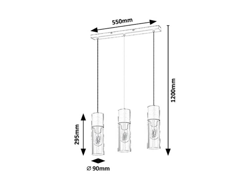 Lampa wisząca RONNO z kloszami 3xE27 czarna 72053 RABALUX