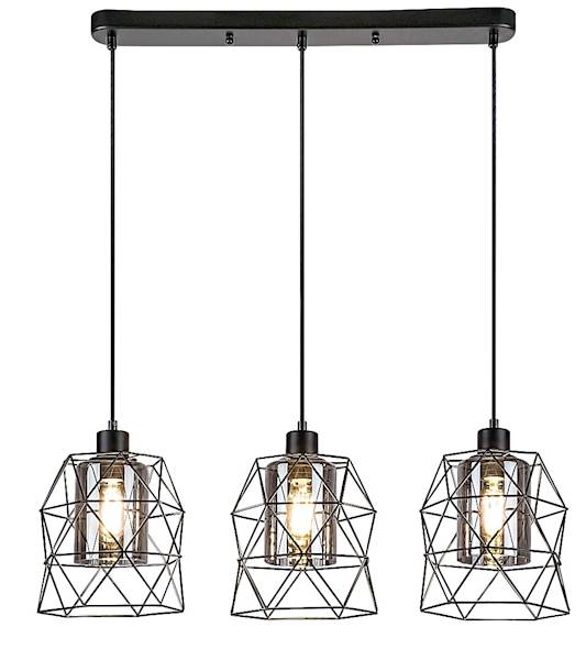 EMRYS LAMPA WISZĄCA druciak klosze przydymione 3xE27 CZARNA 72113 RABALUX