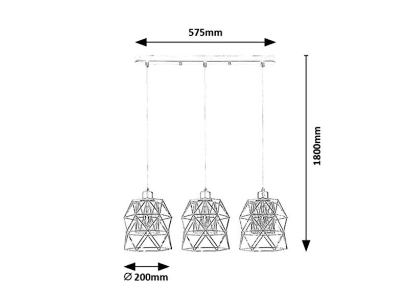 EMRYS LAMPA WISZĄCA druciak klosze przydymione 3xE27 CZARNA 72113 RABALUX
