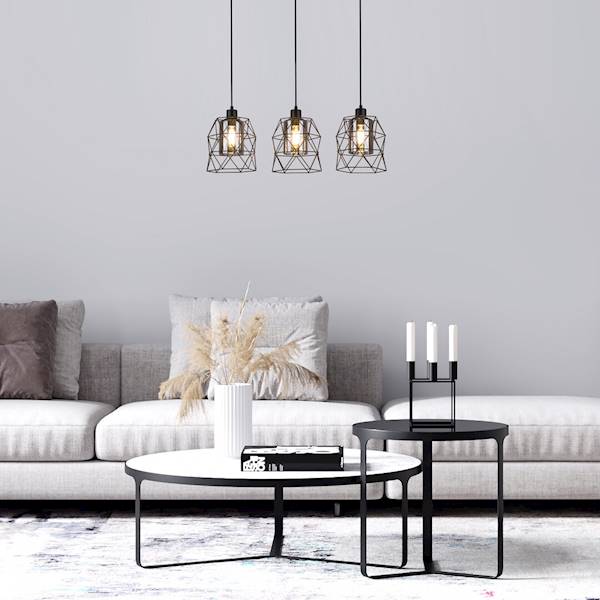 EMRYS LAMPA WISZĄCA druciak klosze przydymione 3xE27 CZARNA 72113 RABALUX