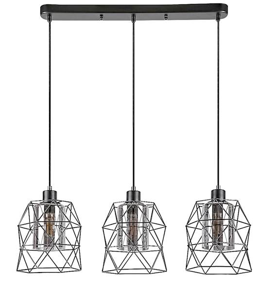 EMRYS LAMPA WISZĄCA druciak klosze przydymione 3xE27 CZARNA 72113 RABALUX
