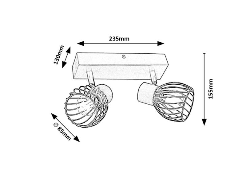 ABERAMA SPOT LISTWA CZARNA 2xE14 73002 RABALUX