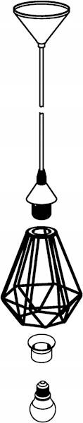 SMART LAMPA WISZ.DIAMENT 6763 Y309 BK 1xE27 CZARNA