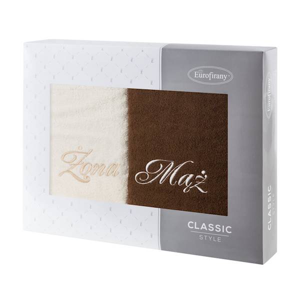 EU.RĘCZNIK MĄŻ ŻONA 2 szt.50x90cm KREM/BRĄZ 459042