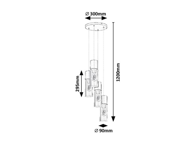 Lampa wisząca RONNO 4xE27 czarna 72054 RABALUX