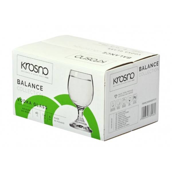 KROSNO BALANCE 6 KIELISZKÓW DO WÓDKI NA STOPCE 40ml