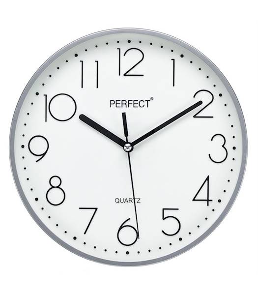 ZEGAR ŚCIENNY FI22,5cm SREBRNY FX-5814 PERFECT