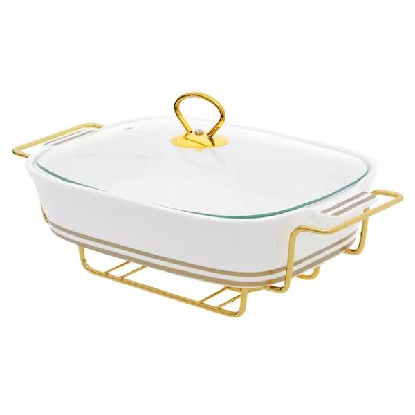 GISELLA ceramiczne naczynie prostokątne na podgrzewaczu 34x22x16cm HD12435 Home Delux