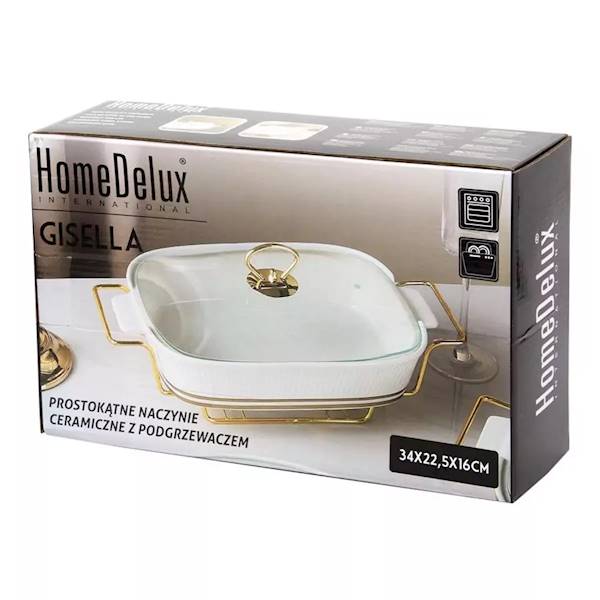 GISELLA ceramiczne naczynie prostokątne na podgrzewaczu 34x22x16cm HD12435 Home Delux