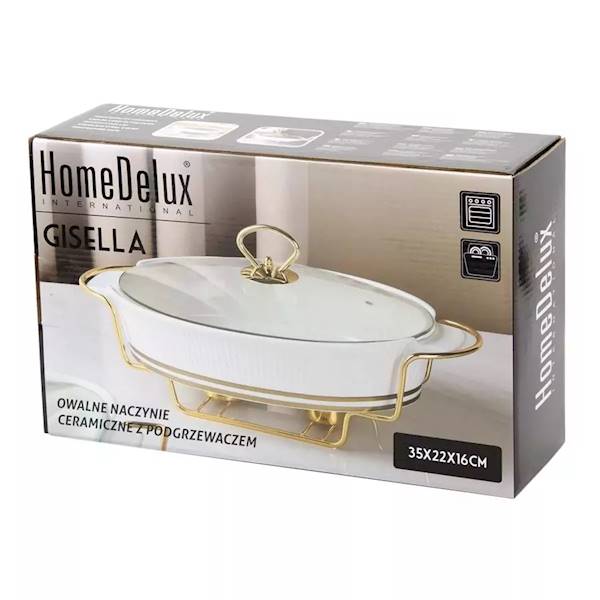 GISELLA ceramiczne naczynie prostokątne na podgrzewaczu 35x22x16cm HD12436 Home Delux