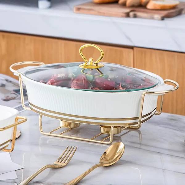 GISELLA ceramiczne naczynie prostokątne na podgrzewaczu 35x22x16cm HD12436 Home Delux