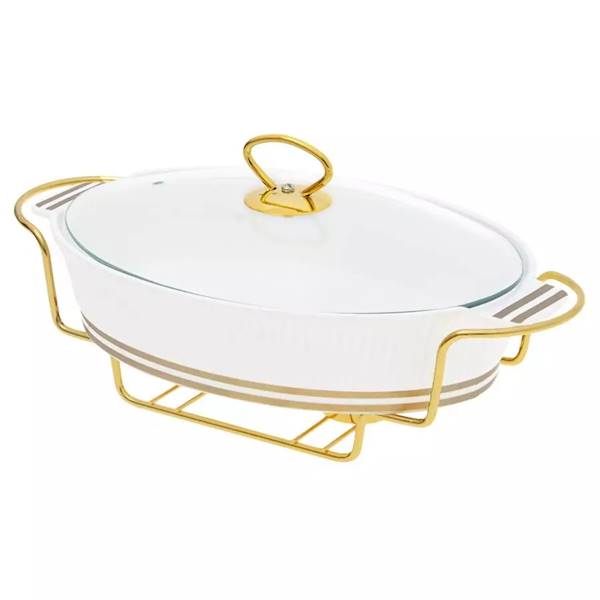 GISELLA ceramiczne naczynie prostokątne na podgrzewaczu 35x22x16cm HD12436 Home Delux