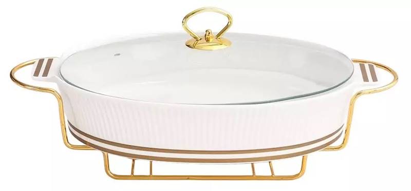 GISELLA ceramiczne naczynie prostokątne na podgrzewaczu 35x22x16cm HD12436 Home Delux