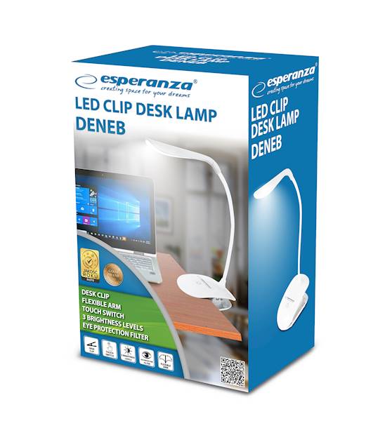 ESPERANZA LAMPKA BIUR.DENEM LED KLIPS ELD104W BIA.