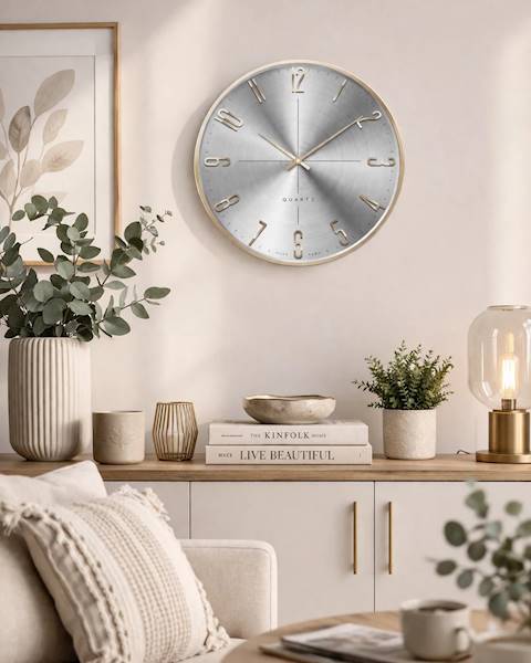 ZEGAR ŚCIENNY FI39cm 1768.064 kolor: tarcza inox, szampański bok, szampańske cyfry CHERMOND
