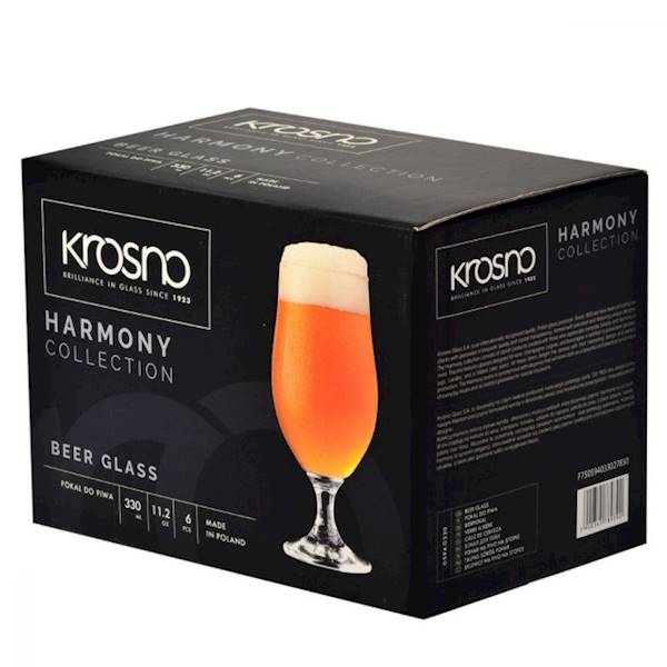 KROSNO HARMONY 6 x POKAL DO PIWA NA STOPCE 330ml