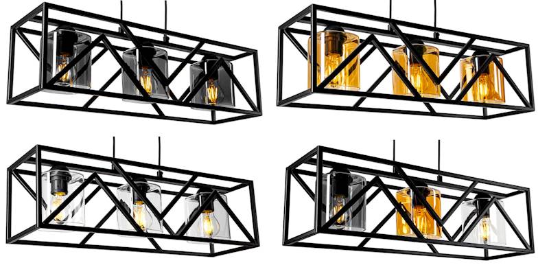 Lampa sufitowa KLATKA PIRAMIDA 3xE27 z kloszem czarna