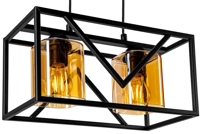 Lampa sufitowa KLATKA PIRAMIDA 2xE27 z kloszem czarna