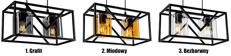 Lampa sufitowa KLATKA PIRAMIDA 2xE27 z kloszem czarna