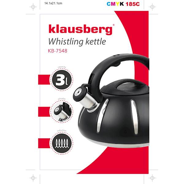 KLAUSBERG CZAJNIK 3,0L KB7548 CZARNY+CHROM