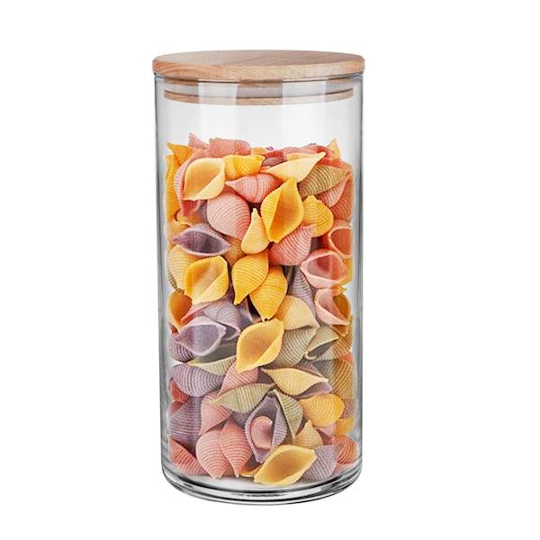 TA.POJEMNIK SZKLANY Z POKRYWĄ DREWNIANĄ 880ml