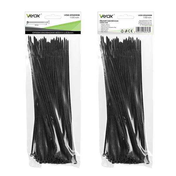 BX14588 OPASKA ZACISK.2,5mm/200mm OP/100szt CZARNA