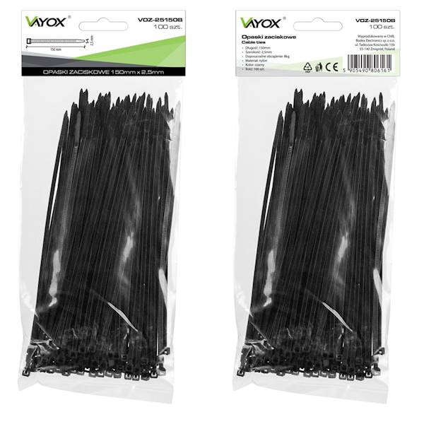 BX14586 OPASKA ZACISK.2,5mm/150mm OP/100szt CZARNA
